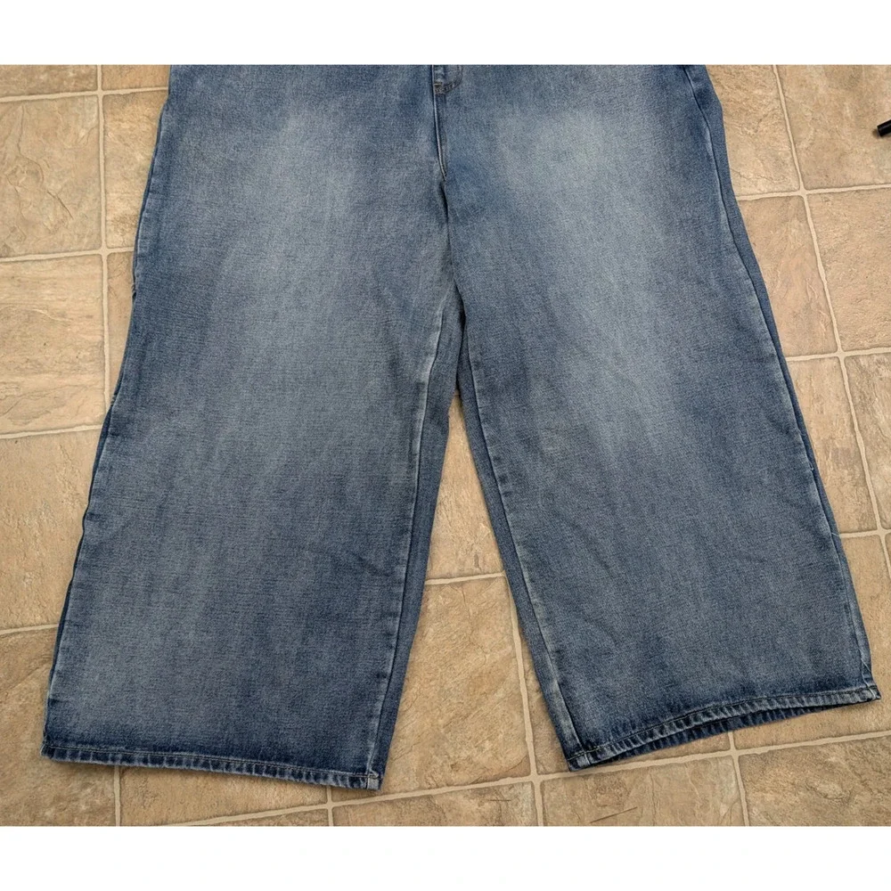 New Cider sz 3XL or 20/22 Denim Jean Jumpsuit wide leg blue one piece hu